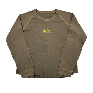 Vtg Y2K Quiksilver Shirt Men Large Brown Thermal Surf Skate Distressed Thrashed